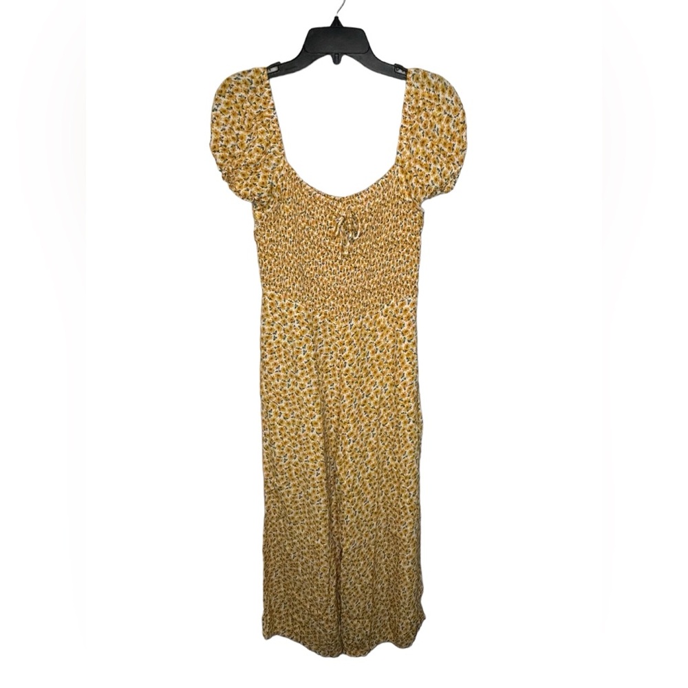 Faithfull the Brand Floral Yellow Short Sleeve Jumpsuit Size Medium